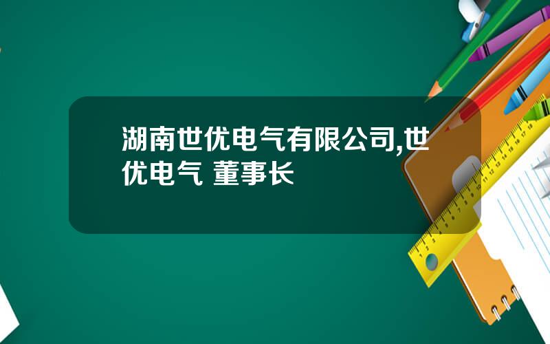 湖南世优电气有限公司,世优电气 董事长